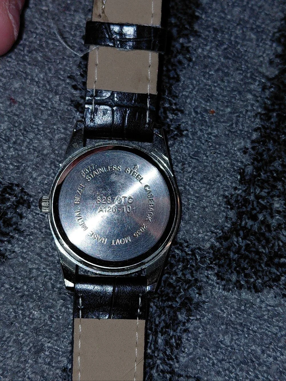 Vintage Joan Rivers Classics Silver Tone Quartz Watch Black Leather Strap CC